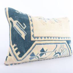 Handwoven Kilim Pillow Cover 16x24 Turkish Wool Cushion - thumbnail 2