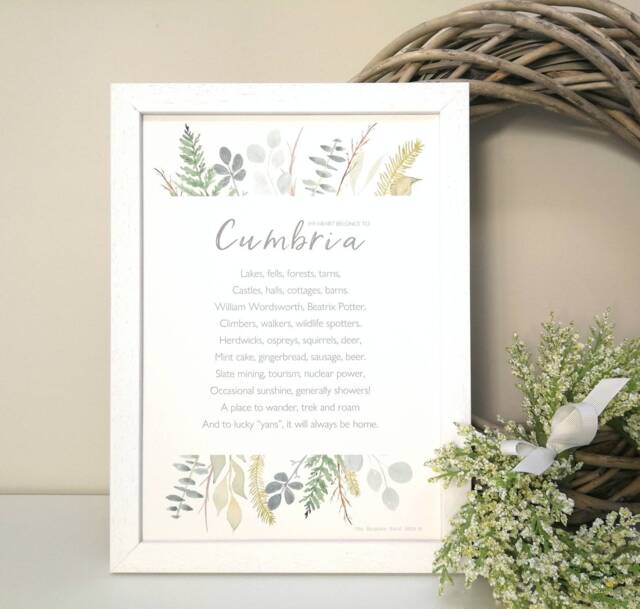 Personalised Cumbria, Lake District Poem Unframed Art Print. Gift For Cumbrian Or Lover Of The District. - image 1
