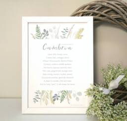 Personalised Cumbria, Lake District Poem Unframed Art Print. Gift For Cumbrian Or Lover Of The District. - thumbnail 1