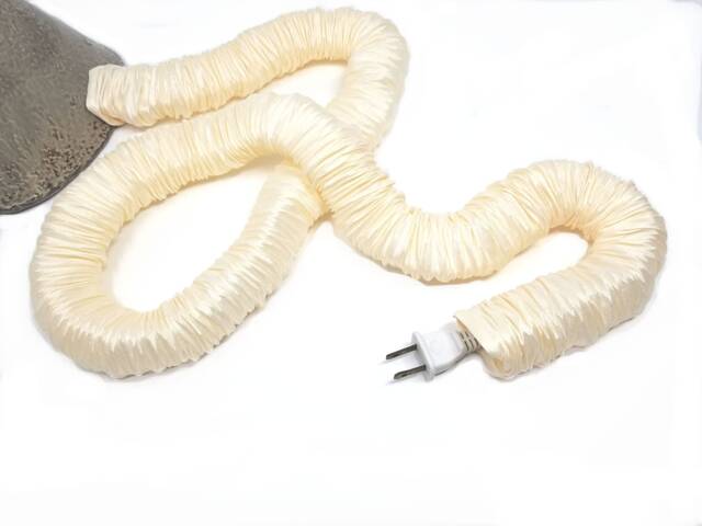 Cream Fabric Lamp Cord Cover, Faux Silk, 9 Ft, Made in Usa - image 1