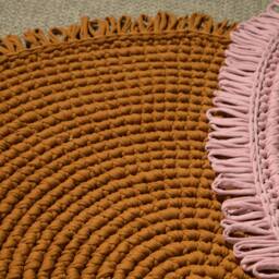 Rust Trendy Rug, Round Carpet For Nursery, Crochet Peach Rug Living Room, Area Knitted 16 Sizes & 37 Colors - thumbnail 4