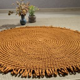 Rust Trendy Rug, Round Carpet For Nursery, Crochet Peach Rug Living Room, Area Knitted 16 Sizes & 37 Colors - thumbnail 3