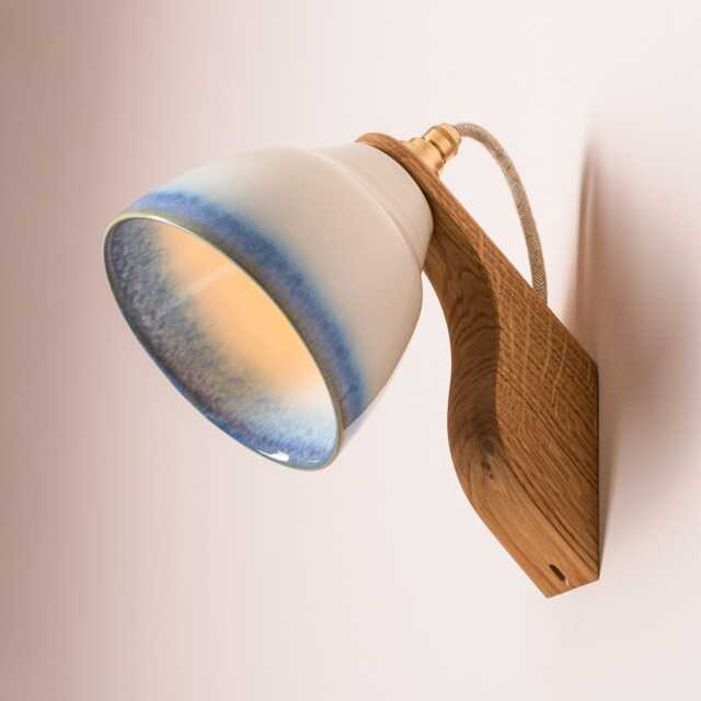 Blue & White Element Wall Light in Ceramic Oak - image 1