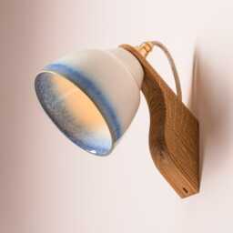 Blue & White Element Wall Light in Ceramic Oak
