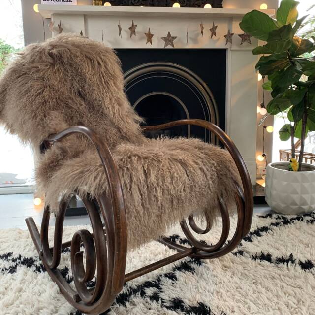 Caramel Mongolian Sheepskin Throw /Rug Genuine Tibetan Lamb - 48x24 In - image 1