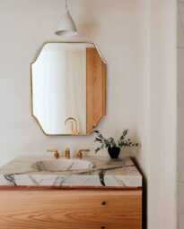 Square Mirror Rectangular Gold Brass Wall Mirror, Vanity & Bathroom Mirrors