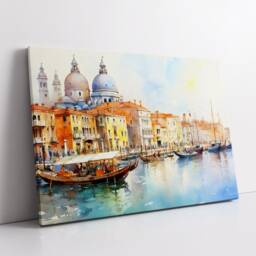 Venice Italy Gondola Boat River Landmark Oil Painting Watercolor Wall Art Framed Calming Canvas Poster Print Home/Office Room Decor Gifts - thumbnail 2