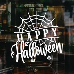 Happy Halloween Cobweb Window Sticker Pumpkin Cobwebs Shop Decal Retail Store Front Display Vinyl - thumbnail 2