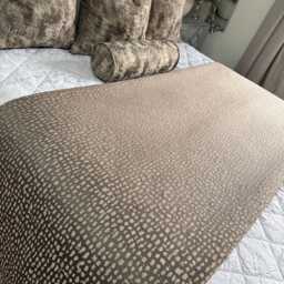 Bronze Bed Runner Cover, Handmade Scarf Throw Blanket Comforter For Double, King Size, Super Bed, Luxury Bedding Estrada Mole Gold - thumbnail 4