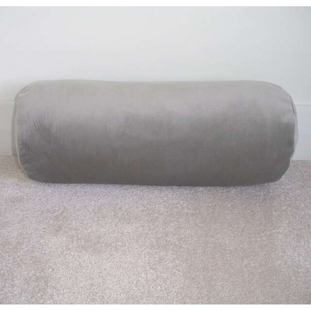 "Beige Velvet Cylinder Bolster Pillow Cover 6x16 Round Ended End Cushion Sham Case 16""x6" - image 1