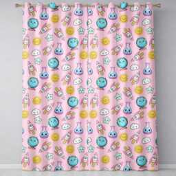 Cute Kawaii Space Rocket Globe Sun Star Purple Seamless Pattern Readymade Eyelet Ring Top Thermal 100% Blackout Curtains - thumbnail 2