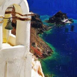 Oia Santorini View 4 Canvas Paper A4 Print Greek Islands Paintings - thumbnail 2