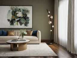 Leather & Glass Globe Floor Lamp - Modern Living Room Lighting
