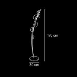 Leather & Glass Globe Floor Lamp - Modern Living Room Lighting - thumbnail 4