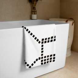 "Black & White Patterned Bath Towel Modern Spa Decor - 30""x60" - thumbnail 2