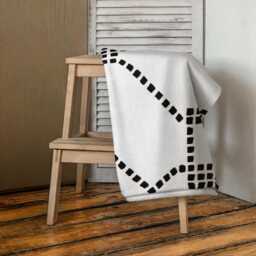 "Black & White Patterned Bath Towel Modern Spa Decor - 30""x60"
