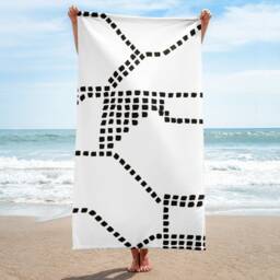 "Black & White Patterned Bath Towel Modern Spa Decor - 30""x60" - thumbnail 3