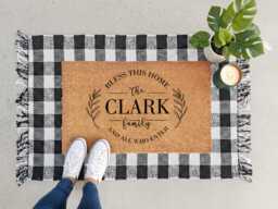 Bless This Home Personalized Doormat - Custom Family Name Coir Door Mat Housewarming Or Wedding Gift - thumbnail 1