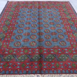 5x7 Blue Bukhara Rug Ft 5'2x6'6 Soft Pile Veg Dyes Afghan Handmade Wool Area Rug, Oriental Turkmen Tribal Living Room - thumbnail 3