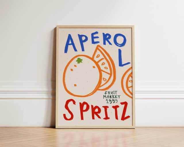 Aperol Spritz Print, Print Wall Art, Cocktail Kitchen Home Decor, Bar, Inspo, Unframed - image 1