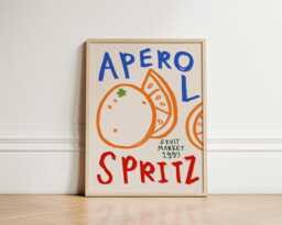 Aperol Spritz Print, Print Wall Art, Cocktail Kitchen Home Decor, Bar, Inspo, Unframed - thumbnail 1