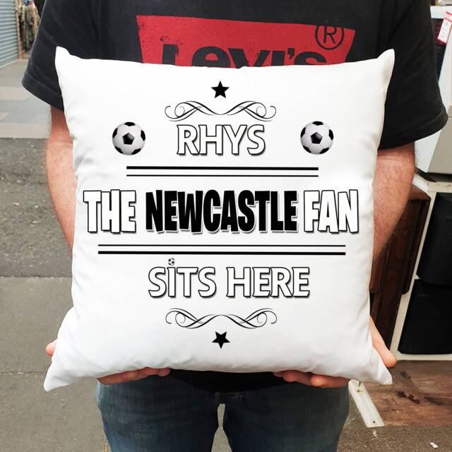 Personalised Newcastle Fan Cushion. With Any Name. Football Fan Cushion Fc Personalised Gift - image 1