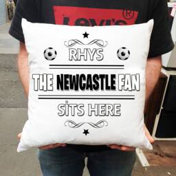 Personalised Newcastle Fan Cushion. With Any Name. Football Fan Cushion Fc Personalised Gift - thumbnail 1