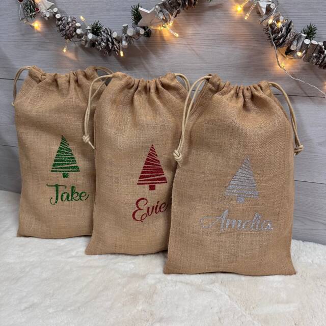 Personalised Santa Sack, Christmas Custom Burlap Gift Bag, Stocking, Bag - image 1
