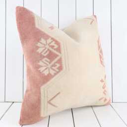 Turkish Kilim Pillow Cover - 20x20 Inch Vintage Anatolian Home Decor - thumbnail 3