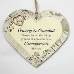 Nanny, Nana, Granny Or Grandma & Grandad Thank You Wooden Gift Heart 17cm X 15cm - thumbnail 2