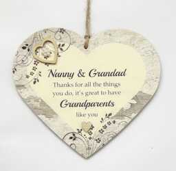 Nanny, Nana, Granny Or Grandma & Grandad Thank You Wooden Gift Heart 17cm X 15cm - thumbnail 1