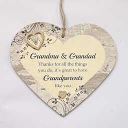 Nanny, Nana, Granny Or Grandma & Grandad Thank You Wooden Gift Heart 17cm X 15cm - thumbnail 3