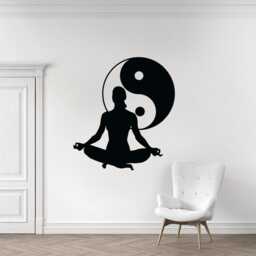 Yoga Pose Wall Decal Lotus Mandala, Buddha Decor T644 - thumbnail 2