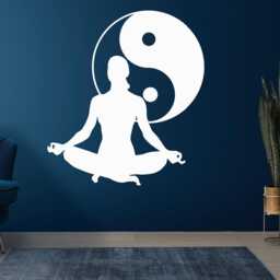 Yoga Pose Wall Decal Lotus Mandala, Buddha Decor T644 - thumbnail 3