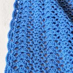"New Handmade Easy Care ""Shells"" Crocheted Afghan/Blanket/Throw in Periwinkle - 64"" X 78"" - 5'4"" 6'6" - thumbnail 3