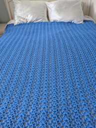 "New Handmade Easy Care ""Shells"" Crocheted Afghan/Blanket/Throw in Periwinkle - 64"" X 78"" - 5'4"" 6'6"