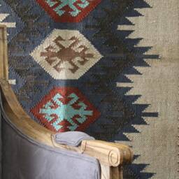 Handwoven Wool Jute Kilim Rug 3x10 Traditional Indian Dhurrie - thumbnail 3