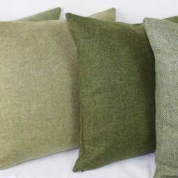 Sage Green Herringbone Design Wool Abraham Moon British Made Cushion Pillow Cover Square Rectangle Lumbar - thumbnail 4