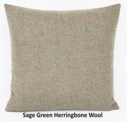 Sage Green Herringbone Design Wool Abraham Moon British Made Cushion Pillow Cover Square Rectangle Lumbar