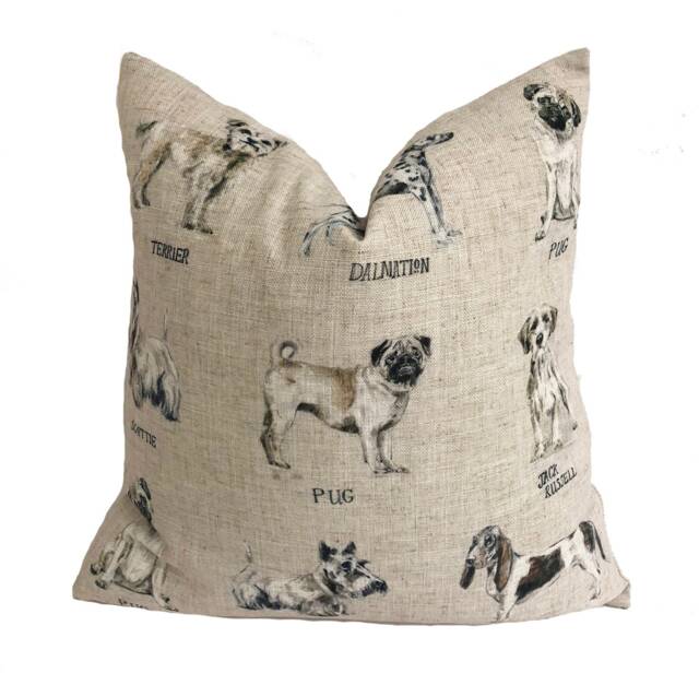 Clarke & - Dogs Linen Cute Dog Cushion Cover Throw Pillow - image 1