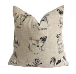 Clarke & - Dogs Linen Cute Dog Cushion Cover Throw Pillow - thumbnail 1
