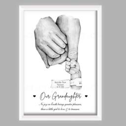 Personalised Grandparent Nan Grandad Print Gift Baby Birth Hands One Child Only Unframed - thumbnail 3