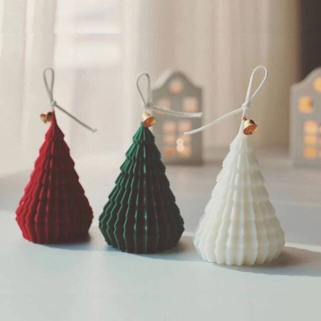 Christmas Tree Candles, Green, Red Decor, Winter Candle, Housewarming Gift, Christmas Gift For Her, Holiday Candles, Festive Candle - image 1
