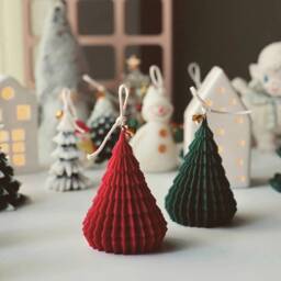 Christmas Tree Candles, Green, Red Decor, Winter Candle, Housewarming Gift, Christmas Gift For Her, Holiday Candles, Festive Candle - thumbnail 2