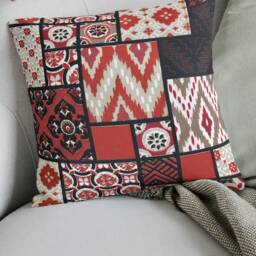 Red/Black/White Moroccan Cushion Covers - Geometric Ethnic Decor 18 - thumbnail 2