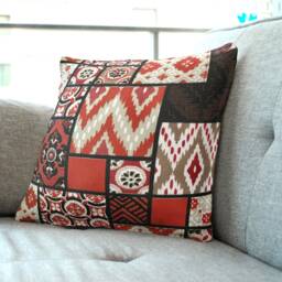 Red/Black/White Moroccan Cushion Covers - Geometric Ethnic Decor 18 - thumbnail 1