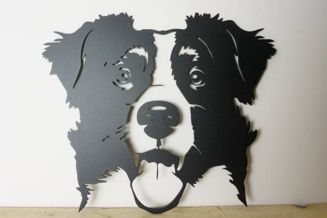 Collie Metal Wall Art, Black Steel Dog Portrait, Garden Decor - image 1