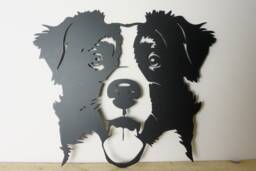 Collie Metal Wall Art, Black Steel Dog Portrait, Garden Decor - thumbnail 1