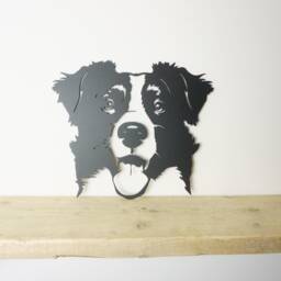 Collie Metal Wall Art, Black Steel Dog Portrait, Garden Decor - thumbnail 2