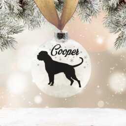 Boxer Dog Glass Personalised Ornament - Custom Christmas Bauble Long Or Short Tail